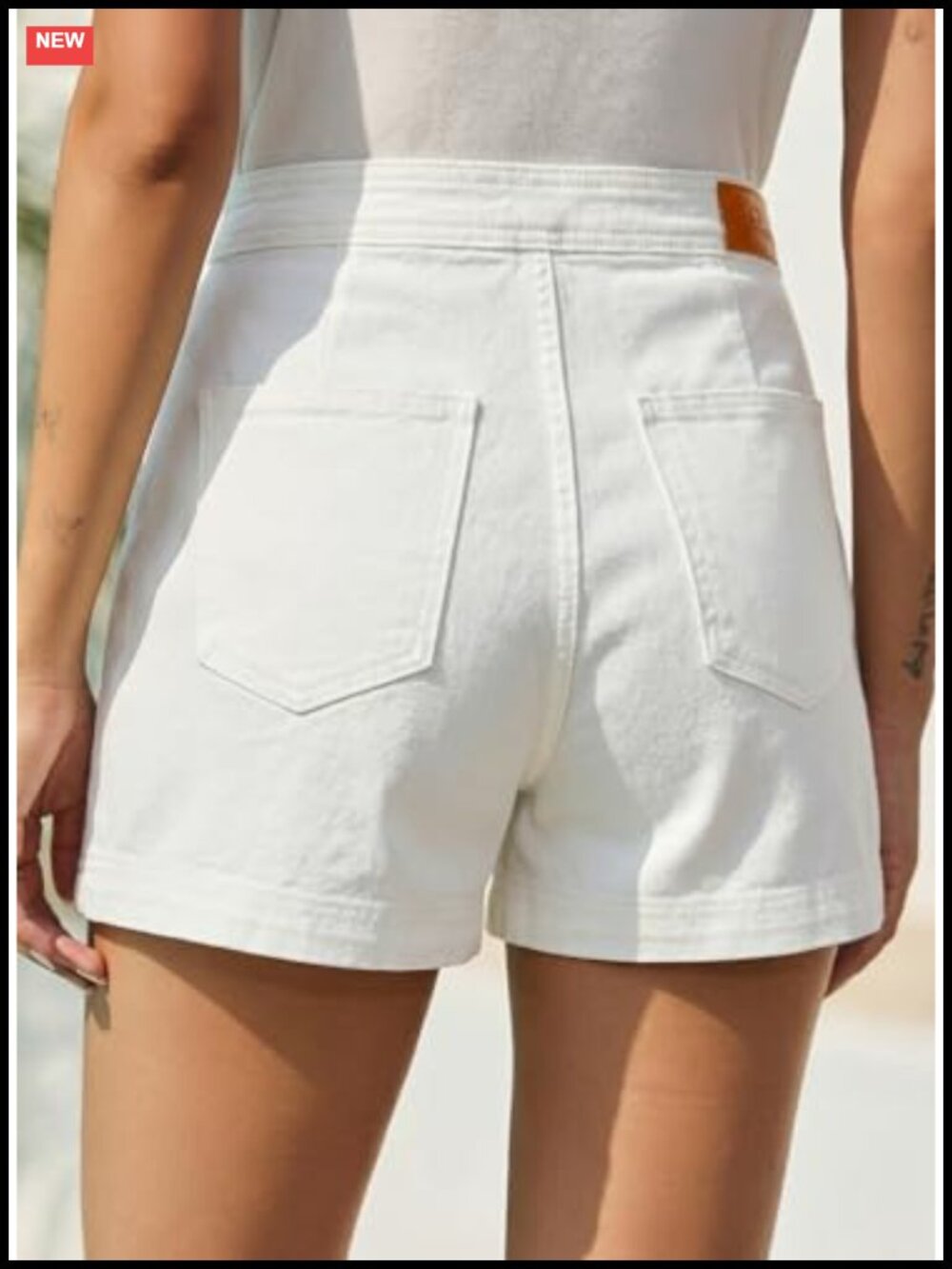 Denim Skort High Waisted Stretchy Jean Shorts with Pockets - Picture 6 of 6